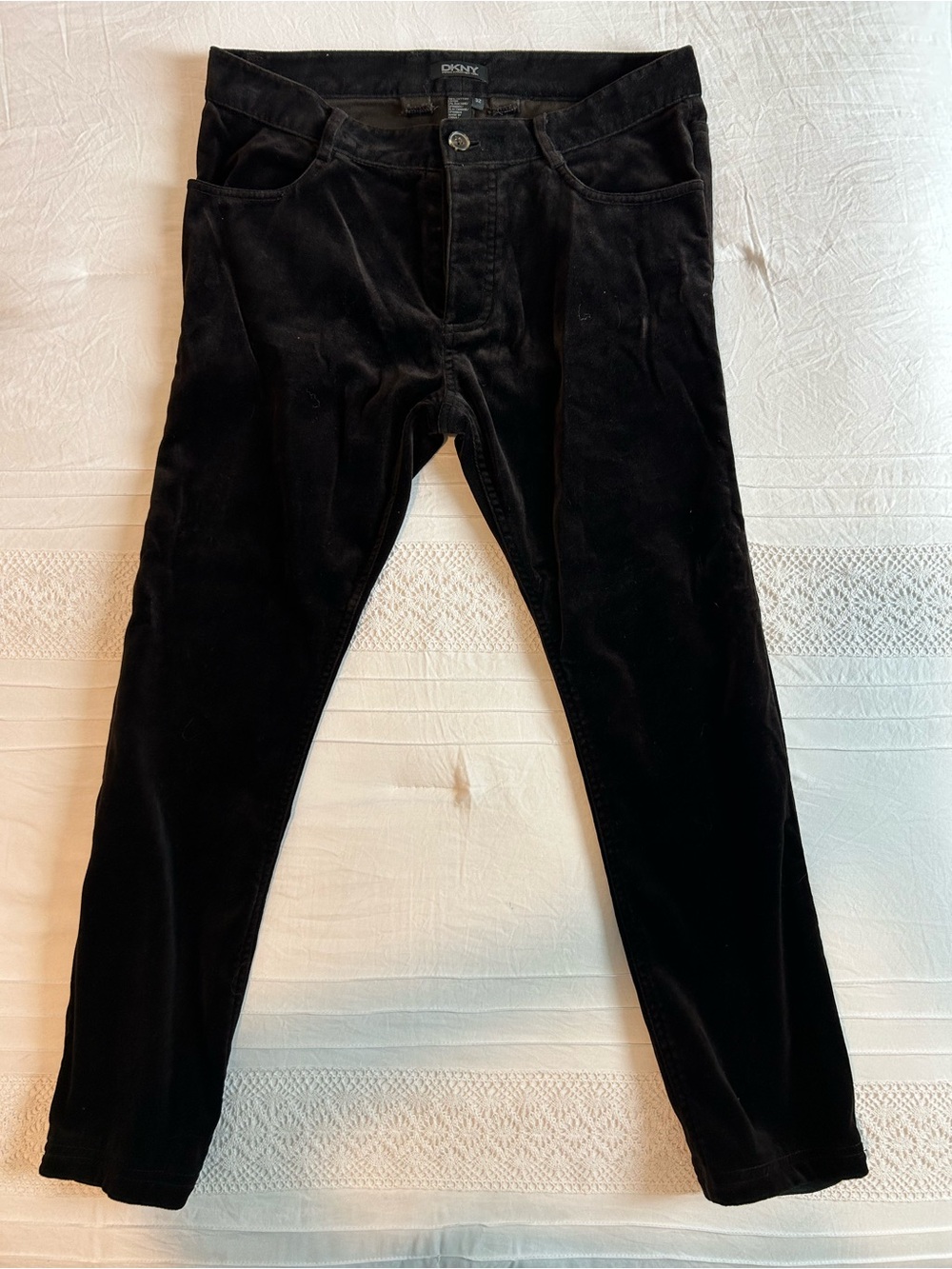 Vintage 90s DKNY Black Velvet Stirrup Pants - Size 32
